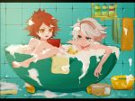  2boys bathing bathroom bathtub bubbles inazuma_eleven nagumo_haruya nintendo_ds shota suzuno_fuusuke 