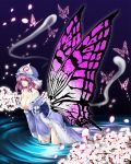  butterfly butterfly_wings cleavage ghost hat ky_kosuke pink_hair red_eyes saigyouji_yuyuko short_hair solo touhou wings 