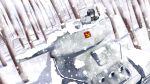  1girl auagcu forest girls_und_panzer katyusha military military_vehicle nature snow solo t-34 tank tree vehicle 