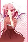  animal_ears covering_mouth japanese_clothes mystia_lorelei pink pink_hair red_eyes solo tasuki touhou wings yuzutei 