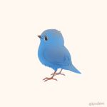  bad_id bad_twitter_id beak bird birdera_art blue_bird blue_feathers blue_fur brown_eyes feathers full_body looking_at_viewer simple_background solo twitter twitter_bird yellow_background 