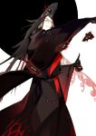  1boy ashiya_douman_(fate) ashiya_douman_(third_ascension)_(fate) black_hair black_headwear black_moon black_skin colored_skin earrings evil_smile fate/grand_order fate_(series) feet_out_of_frame hat heian highres huge_moon jewelry long_hair looking_to_the_side magatama magatama_earrings moon multicolored_hair official_alternate_costume onmyouji outstretched_arms rathalosx4 shikigami smile spread_arms tate_eboshi traditional_clothes two-tone_hair white_background white_hair 