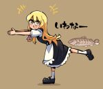  +++ 1girl :d black_footwear black_skirt black_vest blonde_hair blush bow brown_background commentary_request cookie_(touhou) fish frilled_skirt frills full_body glasses gram_9 hair_bow kirisame_marisa long_hair looking_at_viewer lycoris_recoil mary_janes medium_bangs meme open_mouth puffy_short_sleeves puffy_sleeves pun purple_bow round_teeth sakana~_(meme) shirt shoes short_sleeves simple_background skirt skirt_set smile socks solo standing standing_on_one_leg teeth touhou upper_teeth_only uzuki_(cookie) vest white_shirt white_socks yellow_eyes 