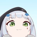  1girl :3 beret call_of_duty call_of_duty:_mobile chibi facial_mark girls_frontline green_eyes hat highres hk416_(girls&#039;_frontline) narchiart simple_background tagme teardrop teardrop_facial_mark teardrop_tattoo 