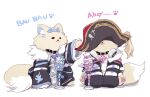  2girls :p animal_ears animalization blue_brooch blue_hairband cosplay dog dog_ears dog_tail english_text fur-trimmed_jacket fur_trim fuwawa_abyssgard fuwawa_abyssgard_(dog) hairband headphones headphones_around_neck hololive hololive_english houshou_marine houshou_marine_(cosplay) jacket microphone mococo_abyssgard mococo_abyssgard_(dog) multiple_girls open_clothes open_jacket siblings tail tongue tongue_out twins yuuyu_(777) 
