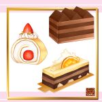  artist_logo artist_name border cake cheesecake chocolate commentary_request cream_puff cross-section dessert food food_focus fruit no_humans orange_(fruit) orange_slice original outside_border signature simple_background still_life strawberry white_background white_border yuki00yo 