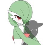  1girl 1other ^_^ baseball_cap blush bob_cut closed_eyes colored_skin commentary english_commentary flat_chest gardevoir green_hair green_skin hair_over_one_eye half-closed_eyes hat hug hug_from_behind looking_at_another multicolored_skin naezoo one_eye_covered open_mouth pokemon pokemon_(creature) red_eyes short_hair silhouette simple_background solo_focus standing transparent_background two-tone_skin upper_body white_skin 