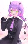  1girl absurdres amano_kurumi green_eyes highres hololive multicolored_hair nail_polish purple_hair tokoyami_towa tokoyami_towa_(4th_costume) virtual_youtuber 