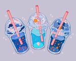  absurdres artist_name clouds commentary crescent_moon cup drinking_straw english_commentary grey_background highres liquid meyoco moon no_humans original seashell shell simple_background sparkle star_(symbol) sun transparent 
