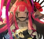  baobhan_sith_(fate) baobhan_sith_(third_ascension)_(fate) black_gloves bracelet closed_eyes closed_mouth collared_shirt fate/grand_order fate_(series) flower gloves hat highres jewelry long_hair long_sleeves pink_hair pirohi_(pirohi214) red_flower red_rose rose shirt sunlight white_shirt 