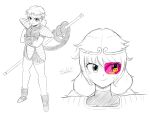  1girl armor circlet closed_mouth dragon_ball dragon_ball_z greyscale highres long_hair low_twintails monkey_tail monochrome saiyan_armor scouter signature smile solo son_biten spot_color sulus tail touhou twintails unfinished_dream_of_all_living_ghost 