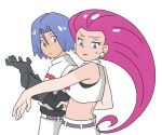 1boy 1girl gloves james_(pokemon) jessie_(pokemon) pokemon pokemon_(anime) rn_(nyasuke) tan team_rocket white_background worried 