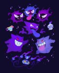  :d ^_^ alternate_color chandelure closed_eyes commentary fangs gastly gengar genue_revuelta grin haunter highres litwick no_humans open_mouth pokemon pokemon_(creature) shiny_pokemon sinistea smile sparkle teeth tongue tongue_out upper_teeth_only 