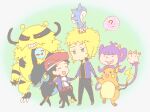 2boys ? ^^ ambipom chibi electivire lucas_(pokemon) luxray multiple_boys pachirisu pokemon pokemon_(game) pokemon_dppt raichu sweat volkner_(pokemon)