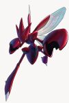 commentary_request full_body futena_goze highres horns legs_apart looking_at_viewer no_humans pincers pokemon pokemon_(creature) scizor simple_background solo white_background yellow_eyes 