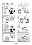  4koma cirno comic communism flandre_scarlet hammer_and_sickle hard_translated highres hong_meiling koakuma monochrome multiple_4koma rumia tagawa_gengo touhou translated 