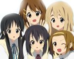  black_eyes black_hair blonde_hair blue_eyes brown_eyes brown_hair hirasawa_yui k-on! kotobuki_tsumugi long_hair miracle nakano_azusa school_uniform short_hair tainaka_ritsu v 