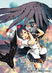  bird black_hair black_wings brown_eyes camera crow hat nagasawa_shin shameimaru_aya short_hair solo tokin_hat touhou wings 