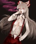  cigarette clona dark fujiwara_no_mokou hand_in_pocket smoke touhou unbuttoned 