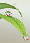  3d character_request dew_drop dragon_quest leaf no_humans obada photo raindrops simple_background slime_(dragon_quest) water_drop 