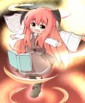  book boots chibi head_wings hexagram koakuma magic_circle necktie red_eyes red_hair redhead touhou uruc 