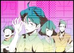  akashi akashi_(yojouhan) bad_id blue_hair glasses green_eyes green_hair jougasaki jougasaki_masaki ozu_(yojouhan) sweatdrop watashi yojouhan_shinwa_taikei yoshii_aki 