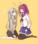  angel_beats! awa_(houteishiki) blush hoteisiki multiple_girls petting school_uniform socks tachibana_kanade thigh-highs thighhighs yuri_(angel_beats!) 