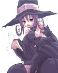  blair large_breasts medium_breasts pointing purple_hair soul_eater thigh-highs witch witch_hat yellow_eyes 