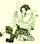  highres hug moda monochrome mouse one_piece portgas_d_ace simple_background taira0 yellow_background 