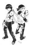  2boys autumn_sacura black_hair mask monochrome naruto o_o rock_lee sword uzumaki_naruto vest 