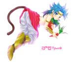  blue_eyes blue_hair blush broly carrot dragonball dragonball_z tail 