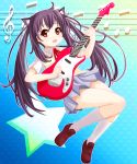  black_hair brown_eyes cat_ears ebi_tendon guitar highres instrument k-on! long_hair nakano_azusa school_uniform solo twintails 