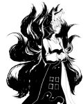 hands_in_sleeves hat monochrome multiple_tails profile short_hair solo tail touhou viridiflora yakumo_ran 