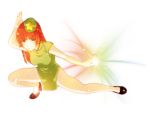  alternate_costume blue_eyes blurry braid china_dress chinese_clothes fighting_stance hat hong_meiling legs long_hair magic no_socks red_hair redhead solo sparkle star touhou twin_braids viridiflora 