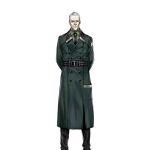  1boy arms_behind_back beard belt black_belt black_necktie black_pants buttons closed_mouth coat double-breasted facial_hair feet_out_of_frame general_carter_(girls&#039;_frontline) girls_frontline green_coat green_shirt infukun kcco_(girls&#039;_frontline) long_coat long_sleeves looking_at_viewer male_focus necktie official_art old old_man pants shirt short_hair simple_background solo standing transparent_background white_hair 