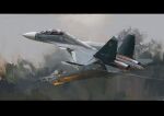  absurdres aerial_battle aircraft airplane battle fighter_jet fire highres jet military_vehicle mirroraptor missile no_humans original red_star russia russian_commentary russo-ukrainian_war sky su-30 translation_request ukraine 