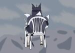 1girl animal_ears azur_lane chair fox_ears fox_tail from_behind katana monobloc_(chair) multiple_tails musashi_(azur_lane) sitting sword
