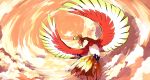  above_clouds absurdres animal_focus bird clouds commentary_request day highres ho-oh kura_(shironagasu02) no_humans open_mouth outdoors partial_commentary pokemon pokemon_(creature) sky solo talons 
