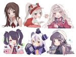  6+girls :d :o absurdres ame-chan_(needy_girl_overdose) animal_on_head bird bird_on_head black_eyes black_hair black_ribbon black_shirt blunt_bangs blush braid braided_bangs brown_eyes brown_hair camcorder camera capelet cardcaptor_sakura cat character_request chibi closed_mouth collar collared_shirt commentary_request copyright_request cropped_torso crow_(la+_darknesss) daidouji_tomoyo demon_horns grey_hair hair_between_eyes hair_ornament hair_over_one_eye hair_tie hand_to_own_mouth highres holding holding_camera hololive horns la+_darknesss long_hair long_sleeves looking_at_viewer mole mole_under_mouth multicolored_hair multiple_girls napenasupe neck_ribbon necktie needy_girl_overdose on_head open_mouth ponytail purple_hair purple_horns red_capelet red_eyes red_necktie red_ribbon red_shirt ribbon school_uniform shirt sleeveless sleeves_past_fingers sleeves_past_wrists smile sparkle sparkling_eyes streaked_hair stuffed_animal stuffed_octopus stuffed_toy tomoeda_elementary_school_uniform twintails upper_body video_camera violet_eyes virtual_youtuber visor_cap wavy_hair white_background white_collar white_hair x_hair_ornament yellow_eyes 
