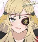  1girl absurdres blonde_hair circlet eyepatch fang fire_emblem fire_emblem_fates fire_emblem_heroes grey_eyes highres laughing ophelia_(fire_emblem) ophelia_(starlit_maiden)_(fire_emblem) portrait solo swept_bangs tavi_(hosheezus) 