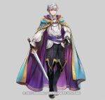  1boy black_footwear black_gloves black_pants fire_emblem fire_emblem_awakening fire_emblem_heroes full_body gloves holding holding_sword holding_weapon looking_at_viewer official_alternate_costume official_art pants robin_(fire_emblem) robin_(male)_(exalt&#039;s_deliverer)_(fire_emblem) robin_(male)_(fire_emblem) shirt solo sword two-sided_fabric wada_sachiko weapon white_hair white_shirt 