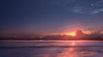  bird clouds evening gradient_sky highres mountainous_horizon nature no_humans orange_sky original outdoors reflection reflective_water rune_xiao scenery sky sun sunset water 