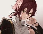  1boy absurdres bishounen choker genshin_impact green_eyes highres japanese_clothes kottone_8 male_focus mole mole_under_eye redhead shikanoin_heizou short_hair simple_background solo upper_body white_background 