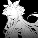 1girl black_background china_dress chinese_clothes closed_mouth dress elbow_gloves flower flower_on_head gloves greyscale highres long_hair monochrome short_sleeves shuang_walan simple_background sketch smirk solo touhou unfinished_dream_of_all_living_ghost upper_body vine_print yomotsu_hisami 