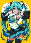  1girl absurdres armpits blue_eyes blue_hair cowboy_shot hatsune_miku highres long_hair miku_day rifuru skirt smile solo vocaloid 