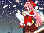  chimney christmas letter miniskirt pink_hair skirt thighhighs wallpaper zettai_ryouiki 