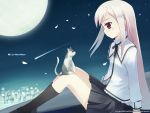  long_hair lucy_maria_misora moon pink_hair red_eyes sky to_heart_2 wallpaper 