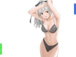  armpits arms_up bikini breasts cleavage guerilla_stunt_studio original ponytail red_eyes silver_hair solo swimsuit 