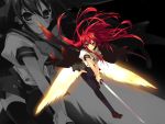  1girl katana mizuki_makoto red_hair school_uniform shakugan_no_shana shana solo sword thighhighs wallpaper weapon wings zoom_layer 