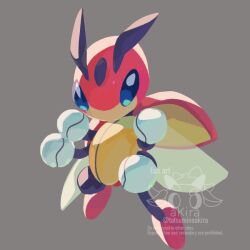  akira_(akira_art_poke) antennae blue_eyes bug flying grey_background insect_wings ladybug ledian no_humans pokemon pokemon_(creature) pokemon_gsc wings 
